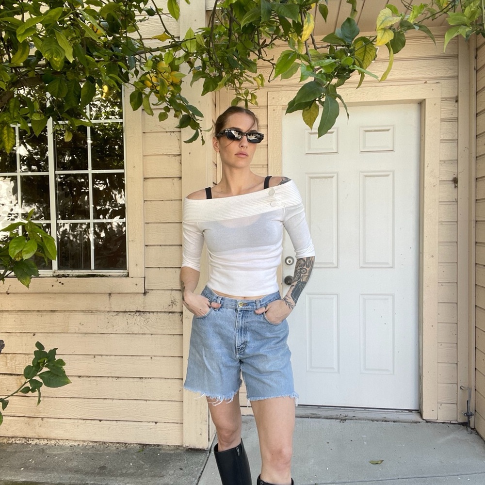 Vintage y2k Max Mara off the shoulder top.